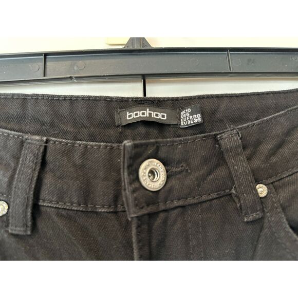 Women's Boohoo Straight Cut Black Denim Jeans Size 6 - Picture 3 of 3